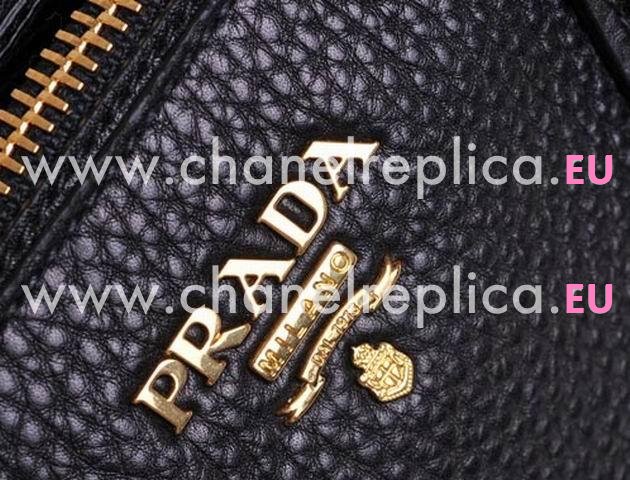 Prada Vit Daino Caviar Leather Shopping Tote Black P45300