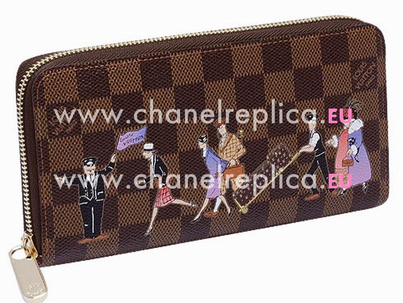 Louis Vuitton Damier Ebene Canvas Zippy Wallet Illustre N63004