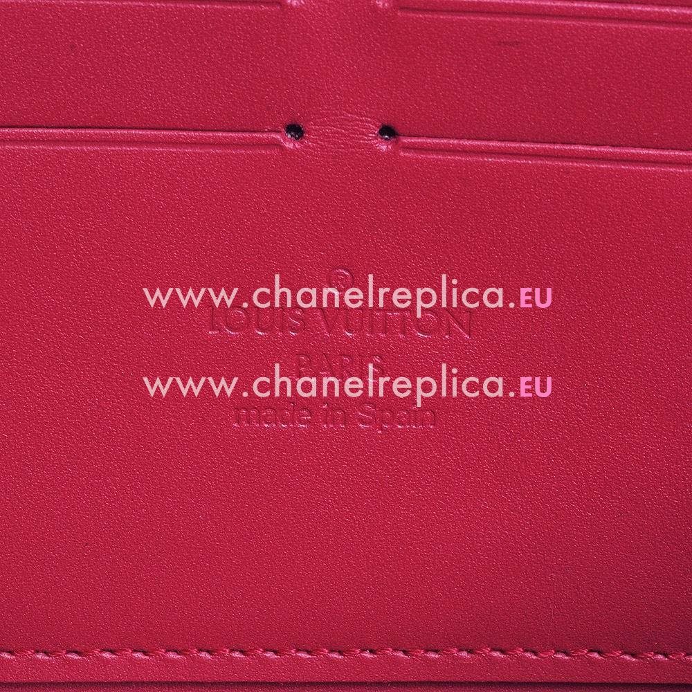 Louis Vuitton Classic Monogram Vernis Leather Zipper Wallet Indian Rose M91597