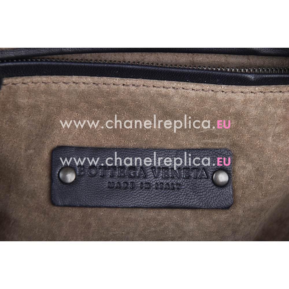 Bottega Veneta Classic Nappa Leather Woven Zipper Shoulder Bag Deep Blue BV7051011