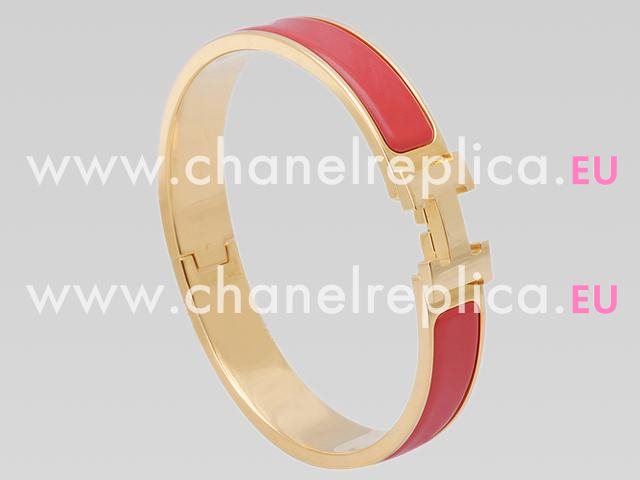 Hermes Click H Logo Enamelled Bracelet Rose Pink& Gold HE58477
