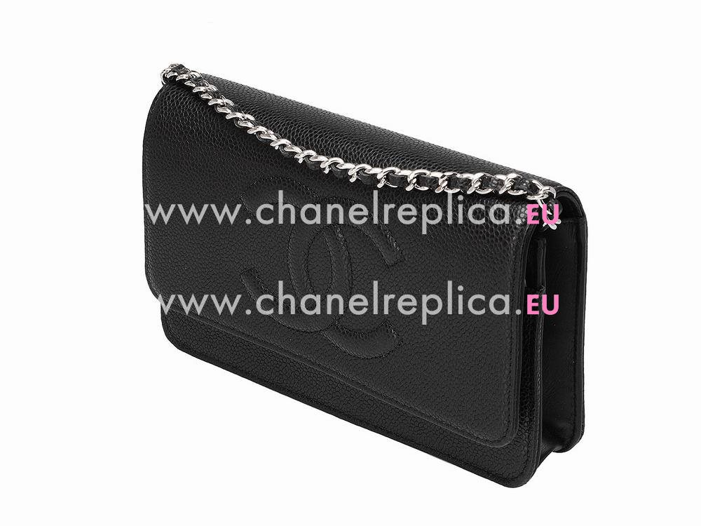 Chanel Classic Double CC Cavier Shoulder/Clutch Black A47429