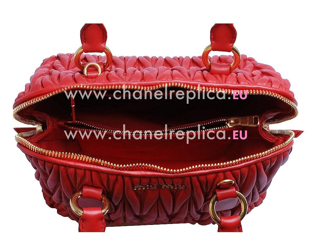 Miu Miu Matelasse Lux Nappa Leather Handbag Bright Red RL0092