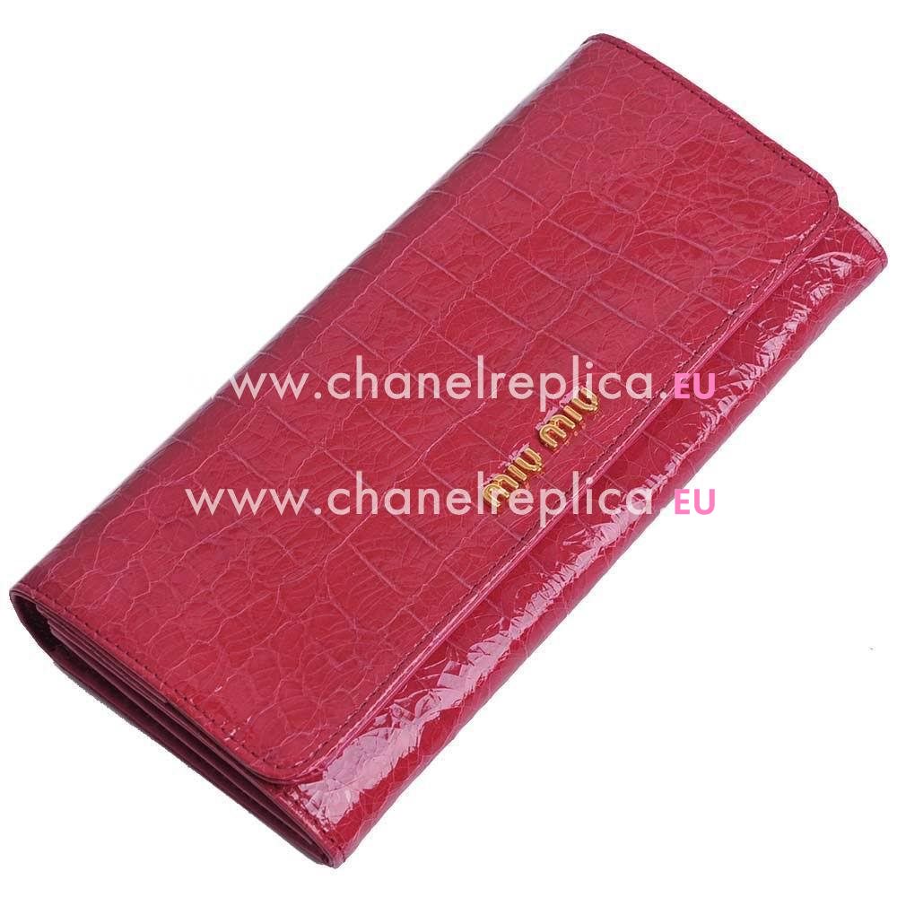 Miu Miu Matelassé Crocodile Wallet In Red MM5068830