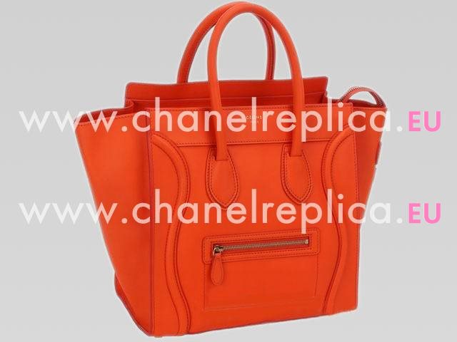 Celine Nano Luggage Meduim Size Calfskin Bag In Orange CE45175