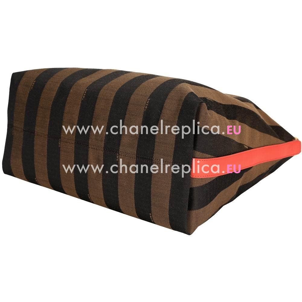 Fendi Pequin Hobo Canvas Calfskin Handle/Shoulder Stripe Bag Red F5458723