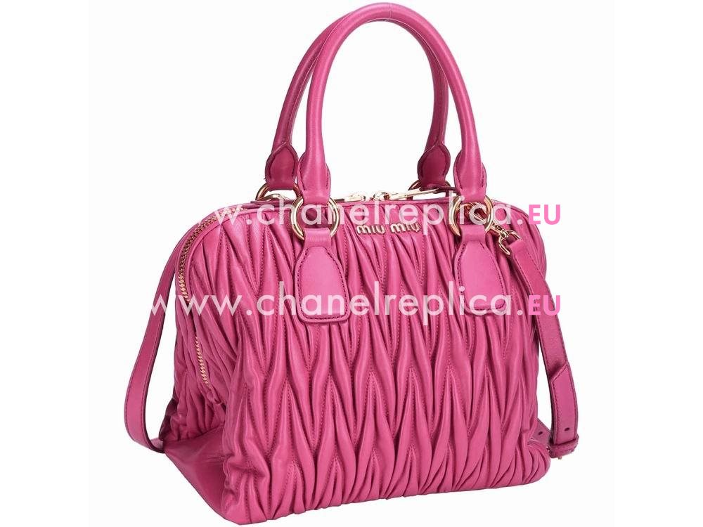 Miu Miu Matelasse Lux Nappa Leather Handbag Peach Red RL0099
