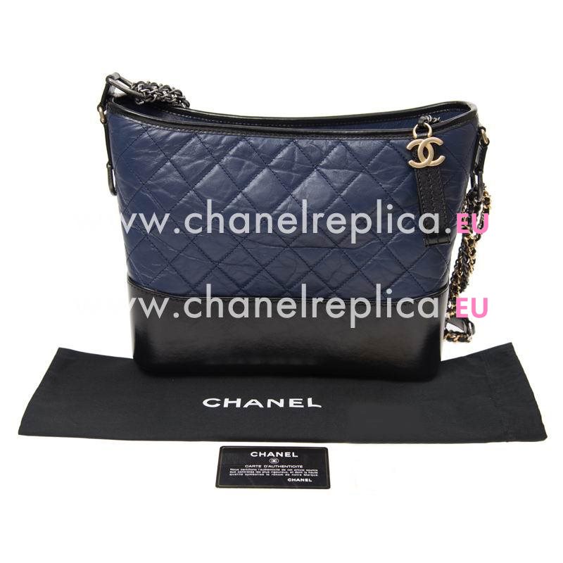 Chanel Gabrielle Two-tone Chain Shouldbag Blue/Black A93824SILGP
