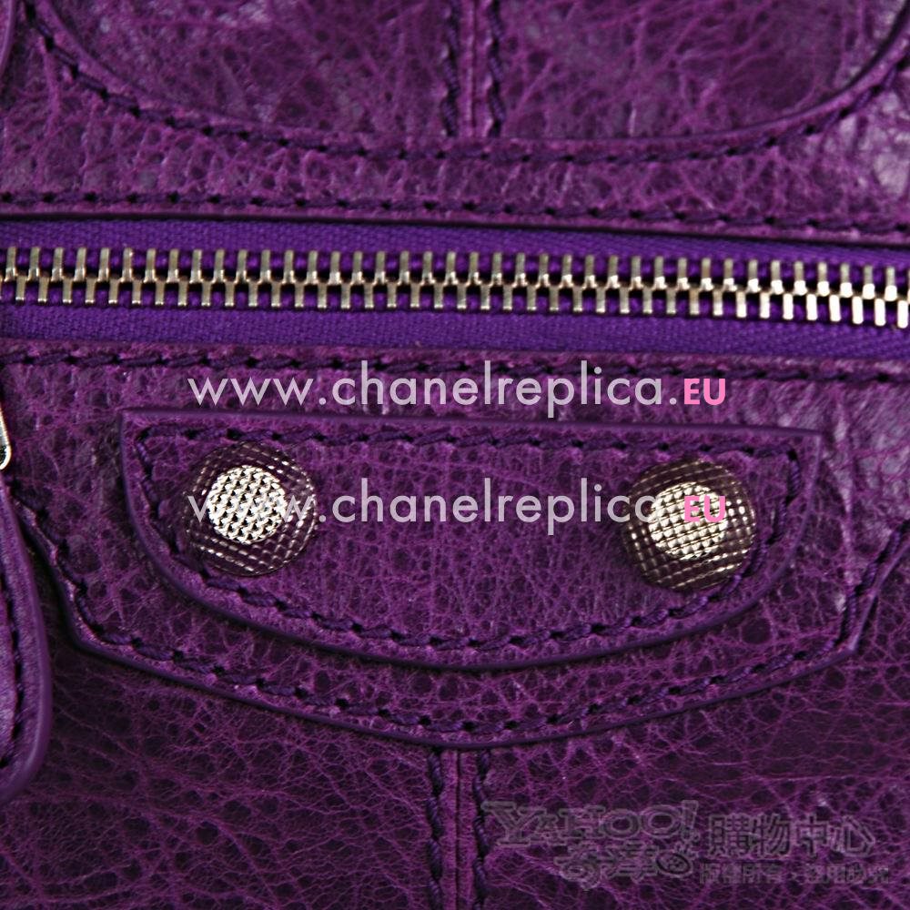 Balenciage Pompon Lambskin Silvery hardware Classic Mini Bag Purple B4839804