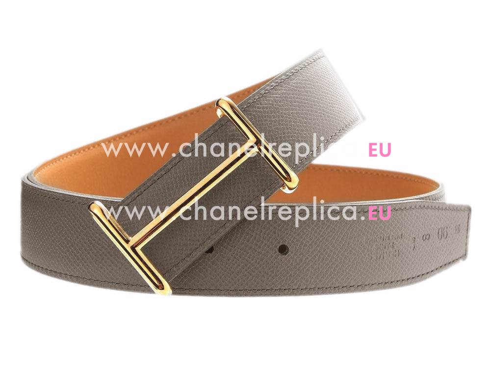 Hermes Idem Ocher Yellow Gray Two-sided Belt H256984