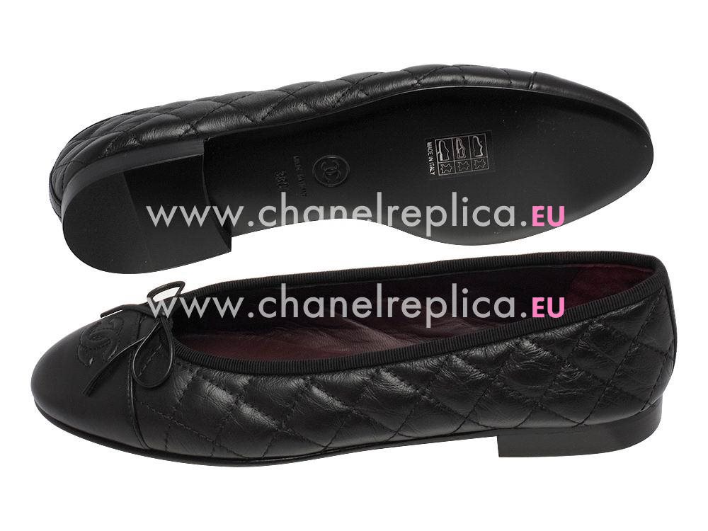 Chanel Double CC Lambskin Campon Bowknot Shoes Black G02819