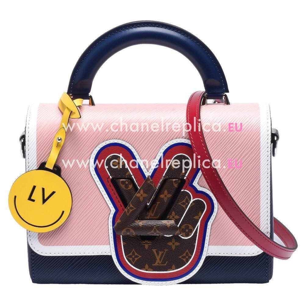 Louis Vuitton Epi Leather Mnogram Canvas Patch Twist MM Rose Ballerine M52514
