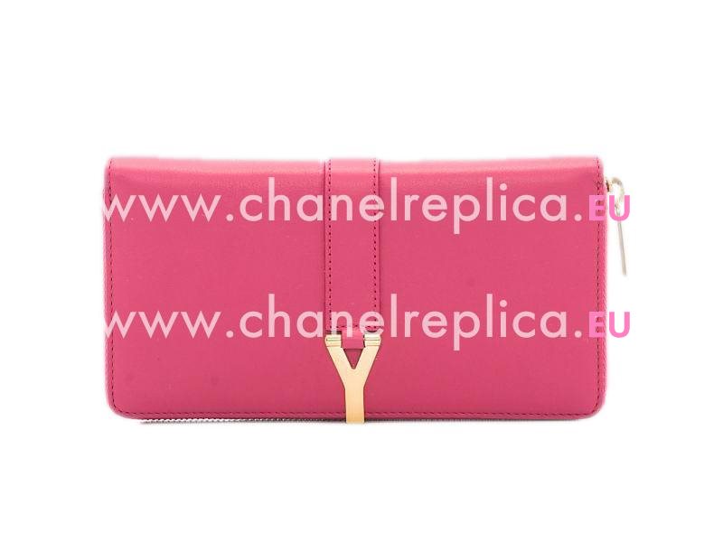 YSL Saint Leather Paris Y Calfskin Wallets In Rose Pink YSL519053