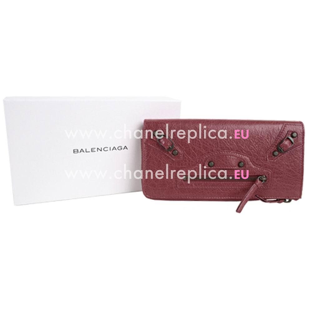 Balenciaga Money Lambskin Aged Brass Hardware Wallets Red B2055148