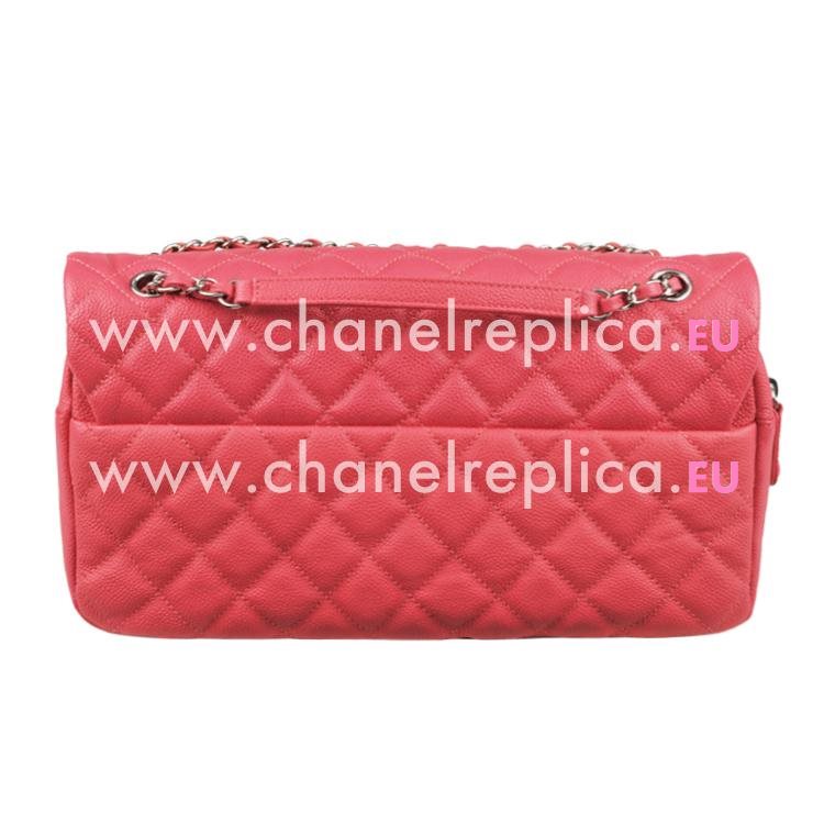 Chanel Easy Jumbo Caviar Leather Coco Bag Silver Chain Hot Pink A67742C