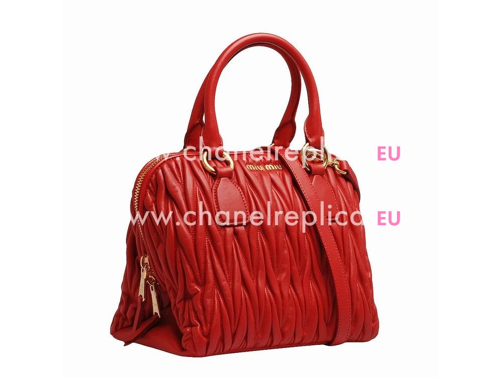 Miu Miu Matelasse Lux Nappa Leather Handbag Bright Red RL0092