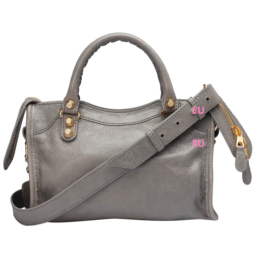 Balenciage City Lambskin Gold hardware Classic Mini Bag Ice Gray B2055041