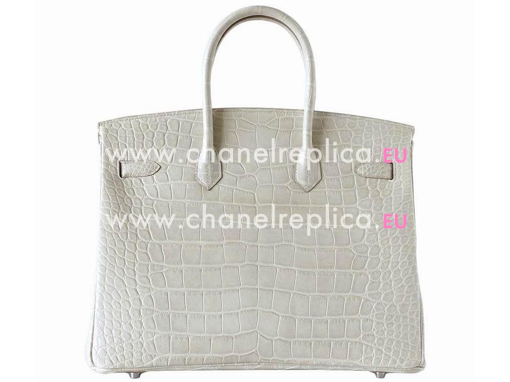 Hermes Birkin 35 Matte Alligator Beton Palladium Hand Sew Handbag H1035LGS