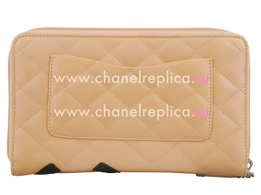 Chanel Cambon Lambskin Black CC Wallet In Cream A77168