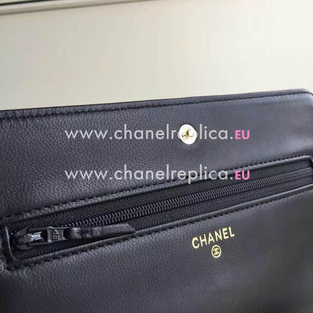 Chanel Classic Gold Hardware Calfskin Shoulder Bag Black/Pink C6120401