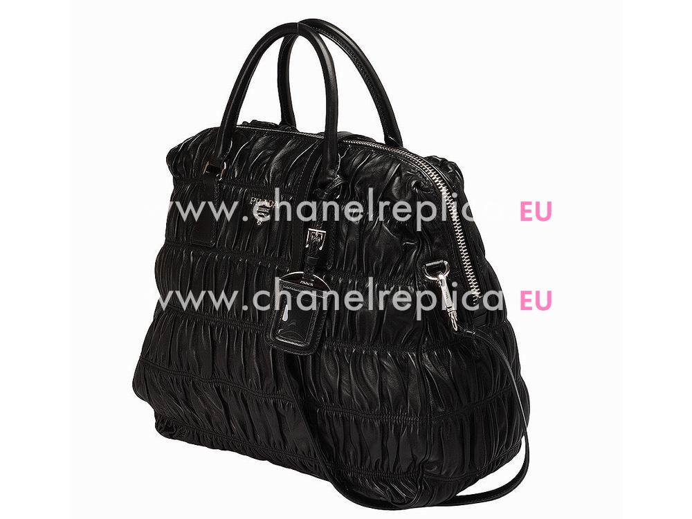 Prada Nappa Gaufre embossed Large Bag In Black PB1336L