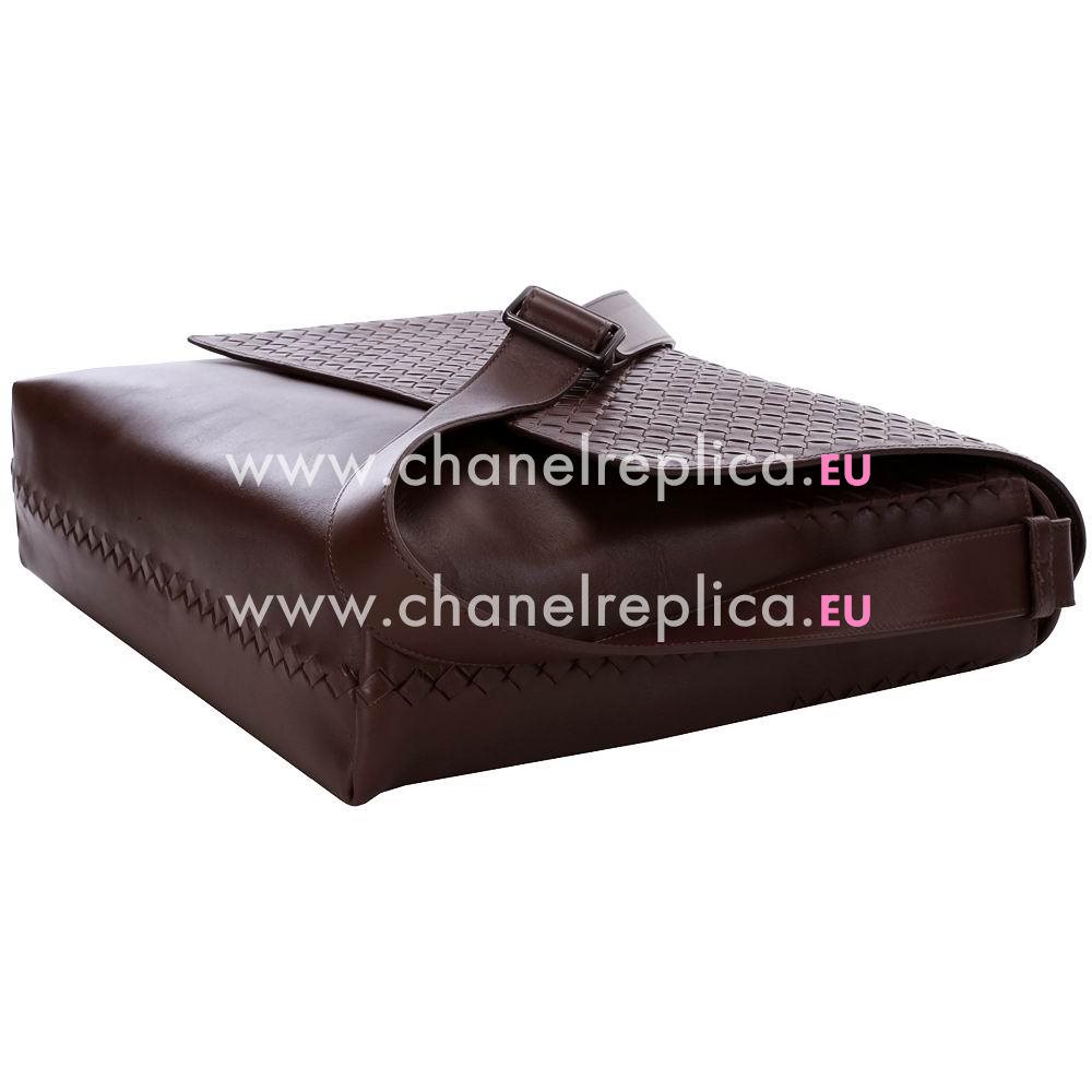 Bottega Veneta Classic Calfskin Woven Shouldbag Chocolate B4542144
