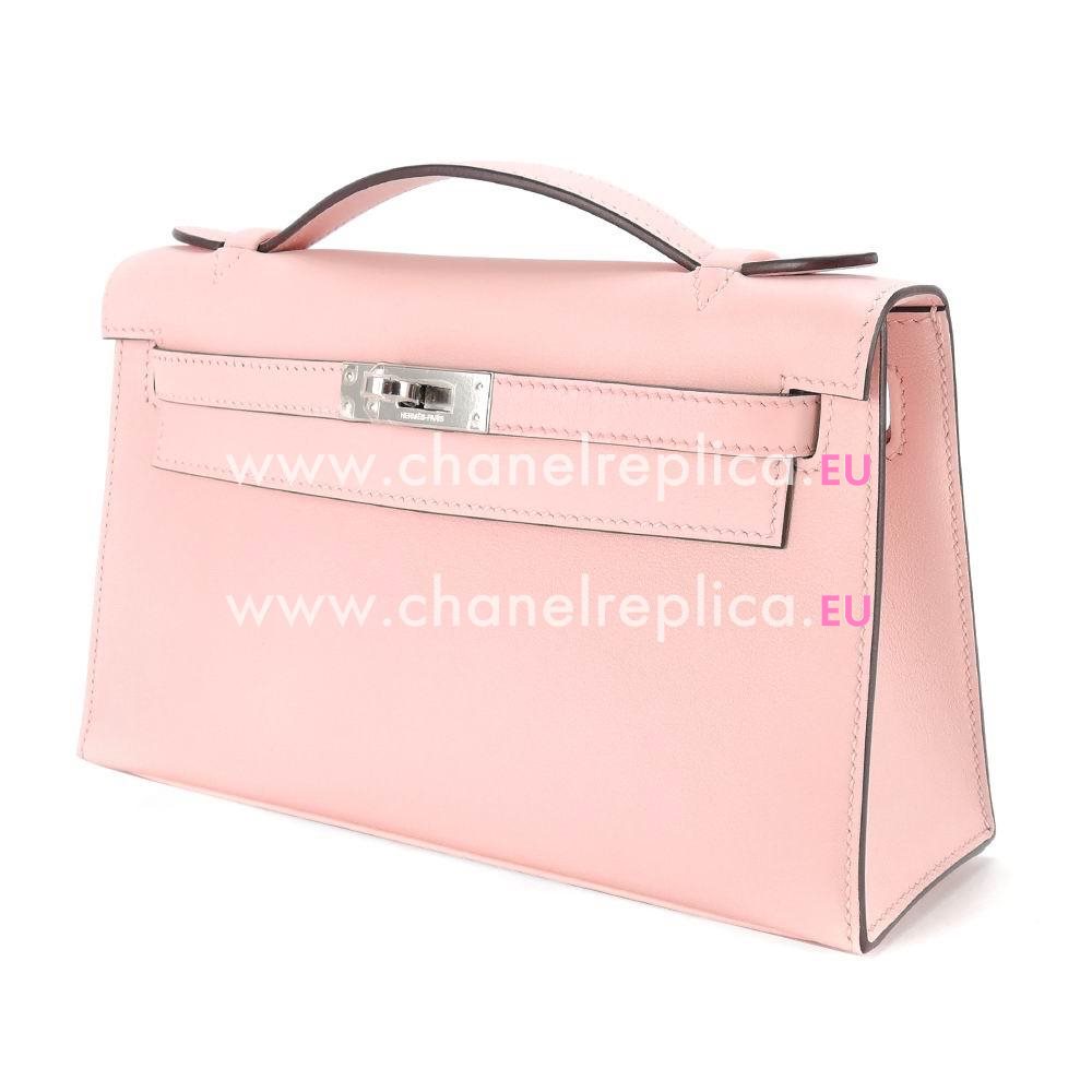 Hermes Kelly Pochette Swift Leather Mini Hand bag Rose Pink H7042006