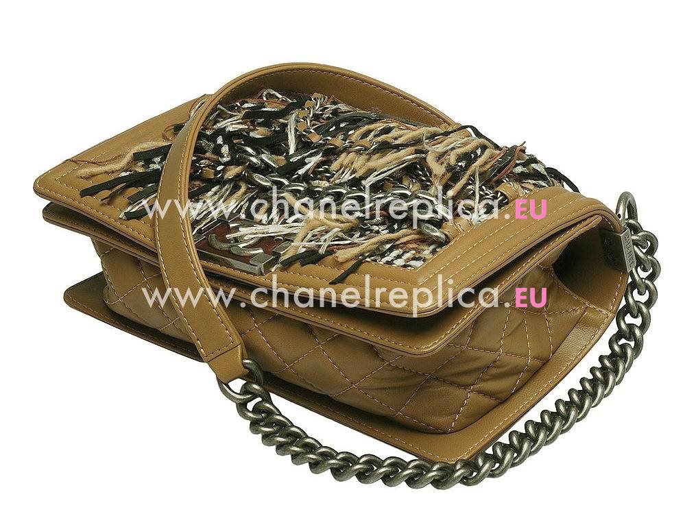 Chanel Paris-Shanghai Cowhide Fringed Boy Camel A551677