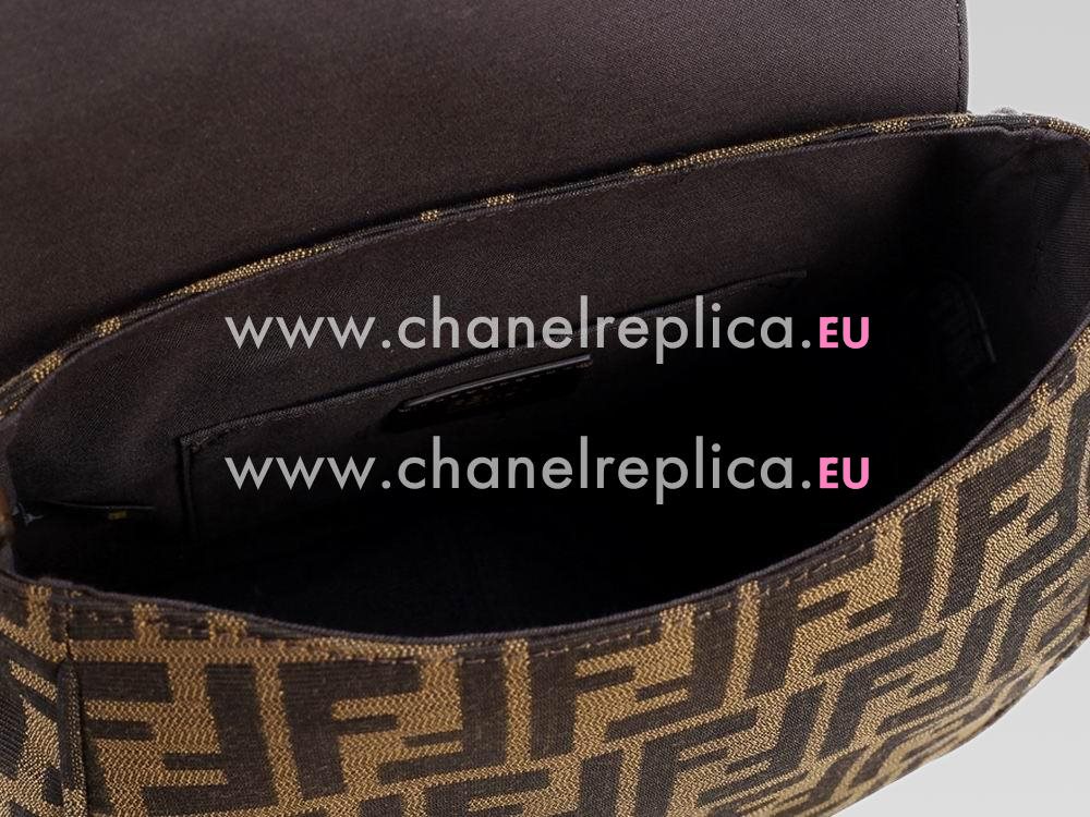 FENDI FF Logo PVC Canvas Messenge Bag In Coffee FE461835