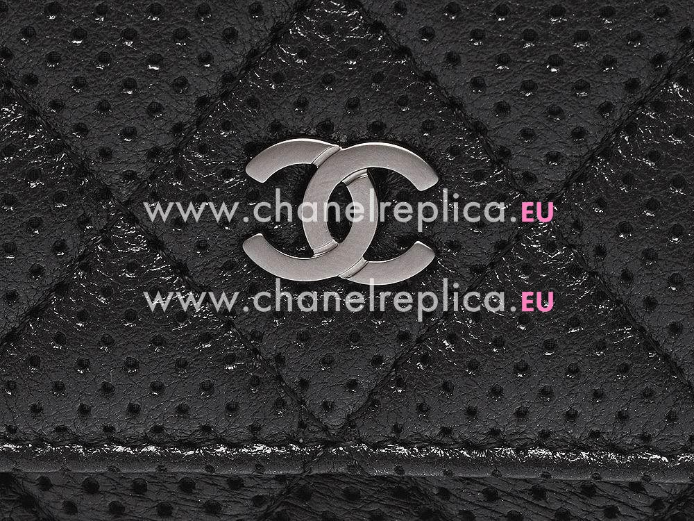 Chanel Lambskin Silver Chain Woc Bag Black A56898