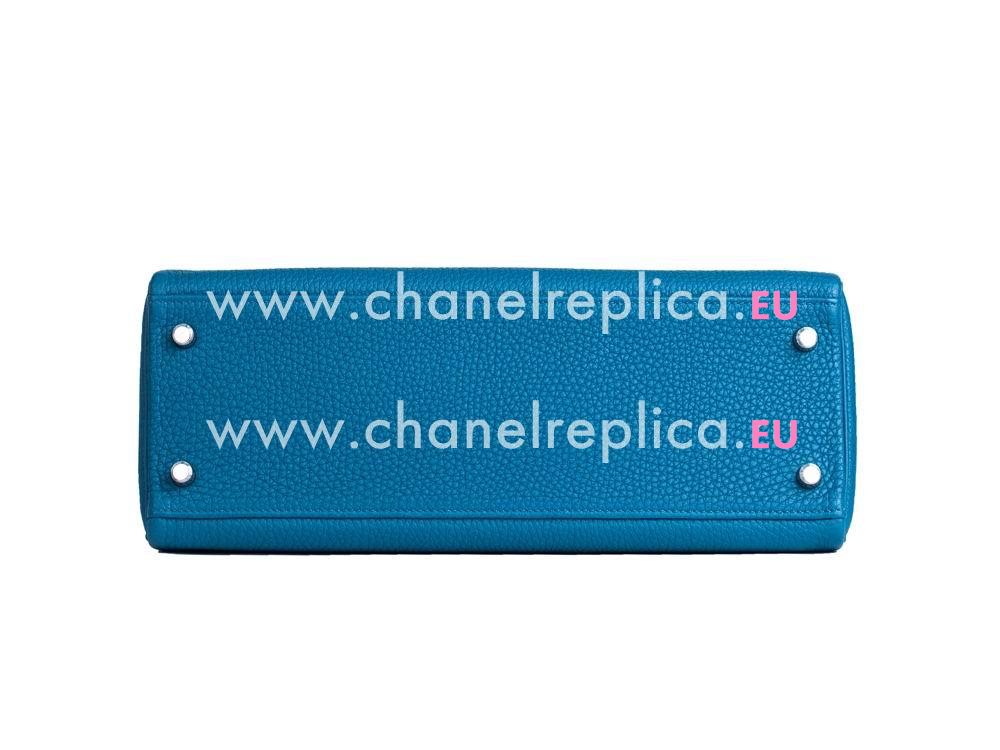 Hermes Kelly 32 Blue Izmir Togo Leather Gold Hardware Handbag HK1032FHL