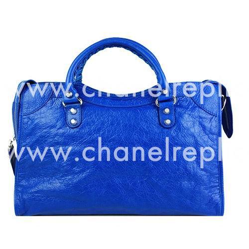Balenciage City Lambskin Silvery hardware Classic Bag Sapphire Blue B2055003