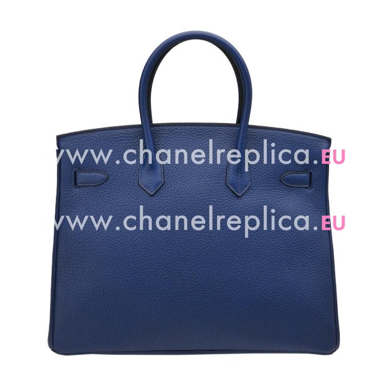 Hermes Birkin 35 Bleu Saphir Togo Leather Palladium Handbag Hand Sew HB1035TLS