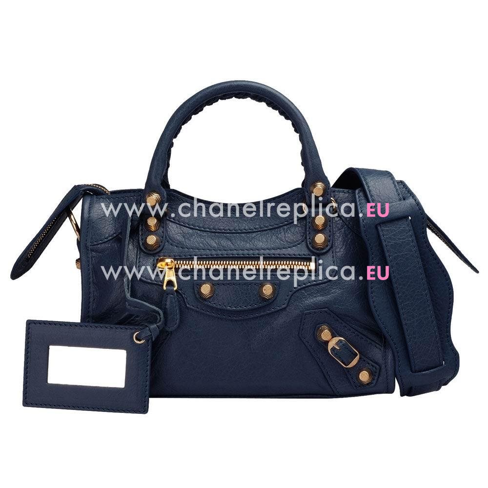 Balenciage City Lambskin Gold hardware Classic Mini Bag Deep Blue B2055047