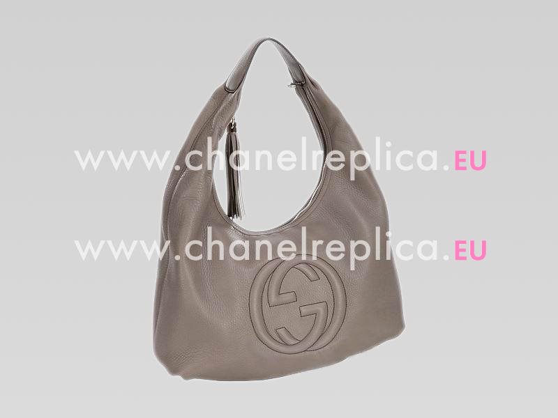 Gucci 2013 Soho Embossed Calfskin Leather Tote Bag Gray G405137
