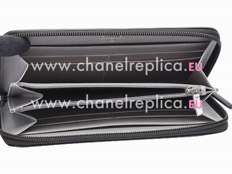 Chanel Lambskin Camellia Long Wallet In Black A56342