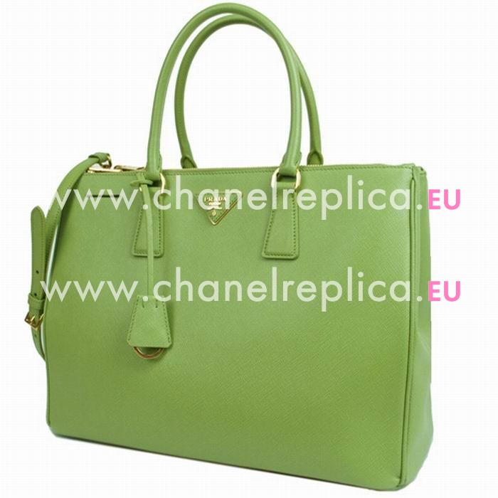 Prada Saffiano Lux Triangle Logo Large Size Shopping Tote Grass Green PRB1786T