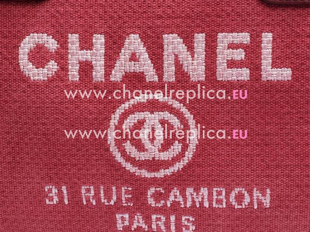 2015 Chanel Denim Deauville Bowling Handbag In Red A92749-RED-SS