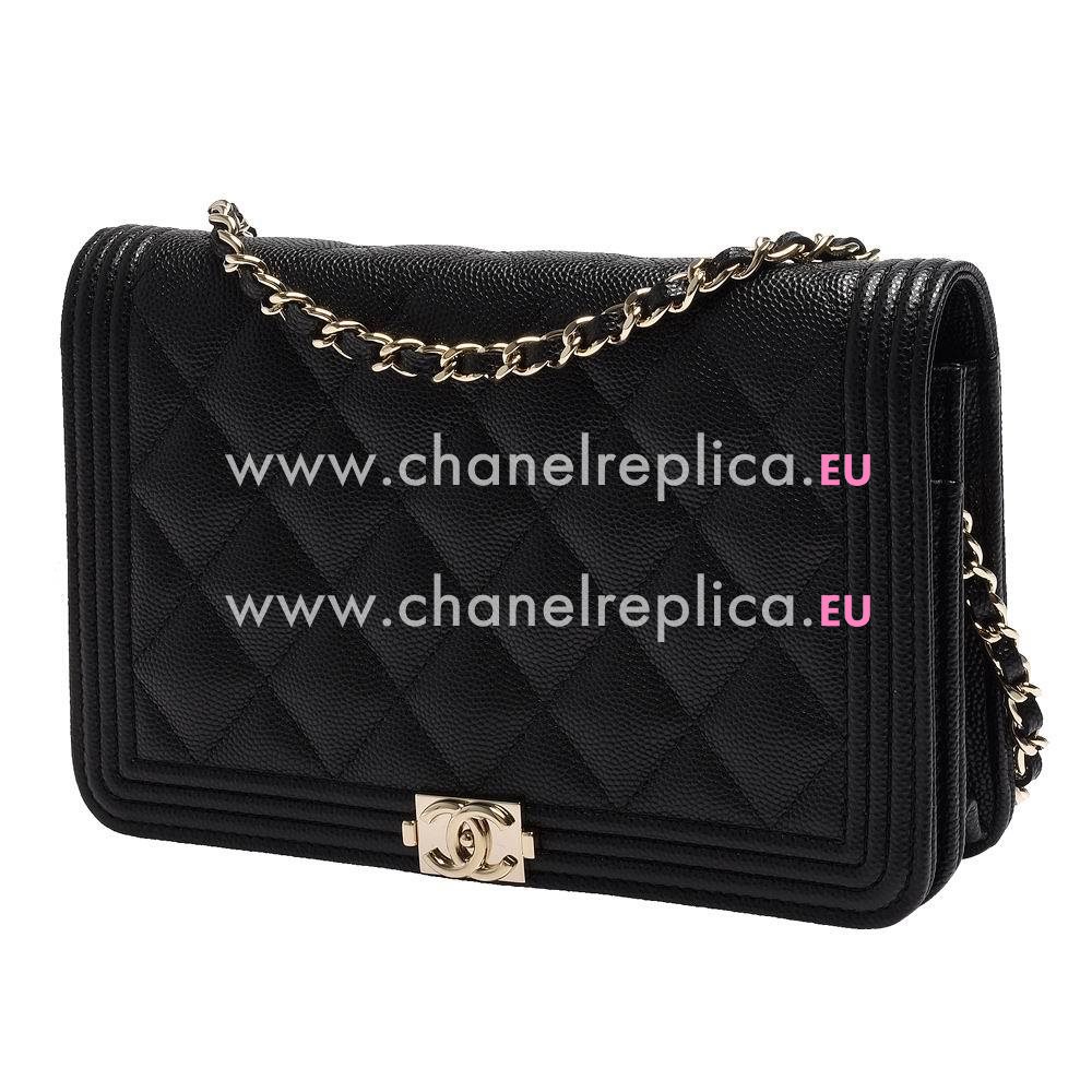 Chanel Black Caviar Leather Woc Boy ShoulderBag Gold Hardware A617C64