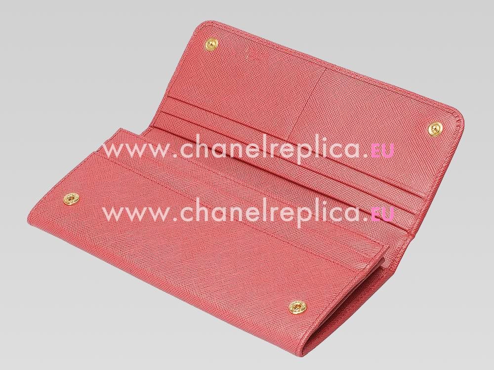 Prada Saffiano Lux Cowhide Women Wallet Rose-Pink P482627