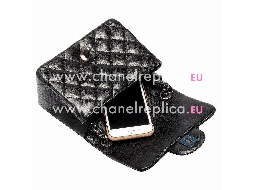 Chanel Mini Coco Caviar Flap Bag Black(Anti-Silver) A35201AS