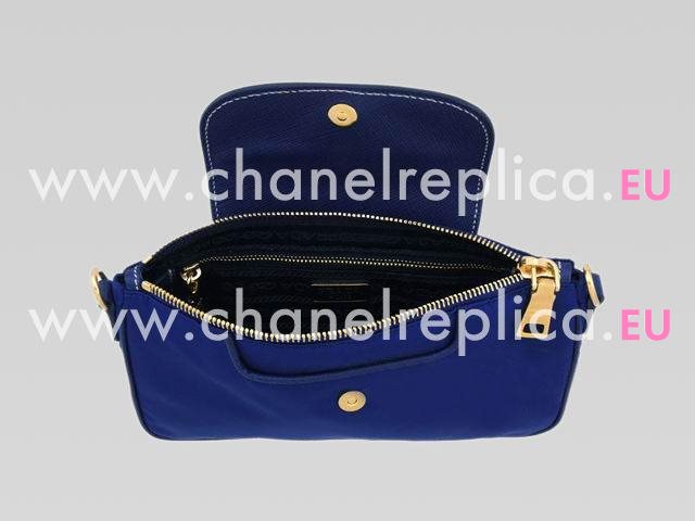 Prada Triangle Logo Plate Cluch Bag In Blue P373647
