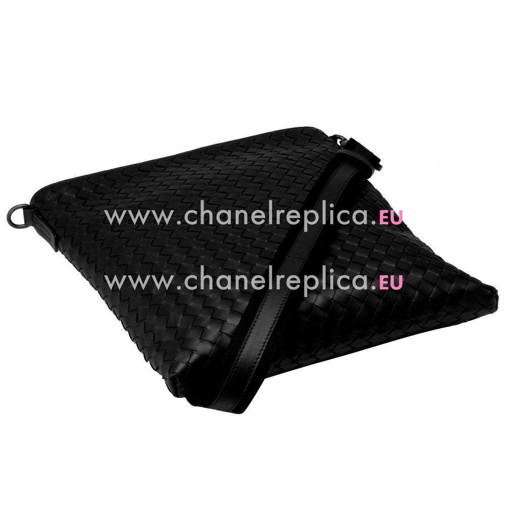 Bottega Veneta Classic Calfskin Woven Zipper Shouldbag Black B5133397