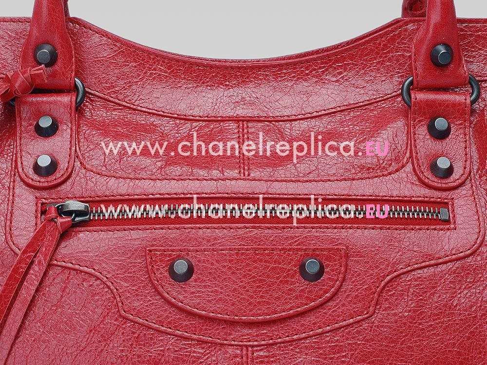 Balenciaga Medium Lambskin Bag Small Studs Poppy Red 168028POR