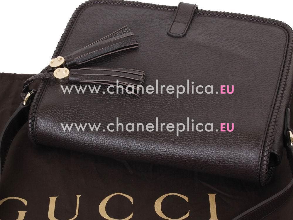 Gucci Classic GG Canvas Calfskin Leather Bag In Dark Coffee G336658