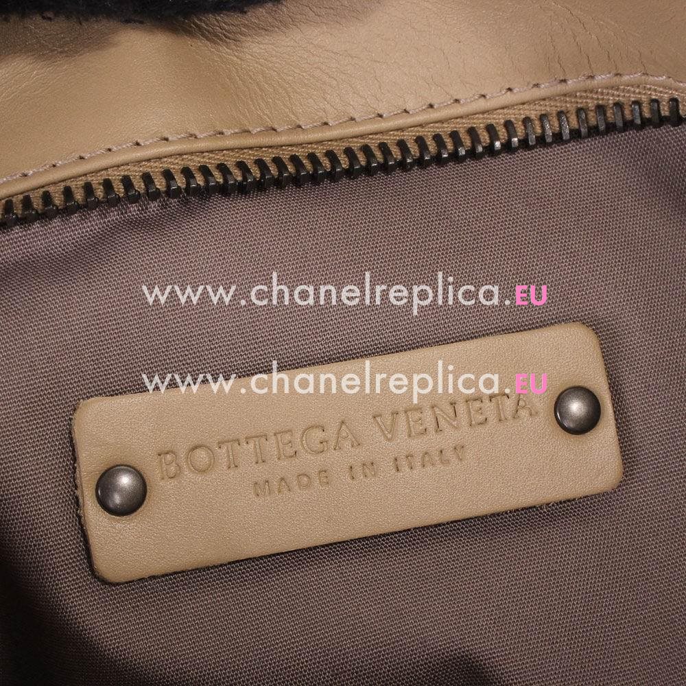 Bottega Veneta Intrecciato Nappa Woven Zipper Shouldbag Khaki B6110502