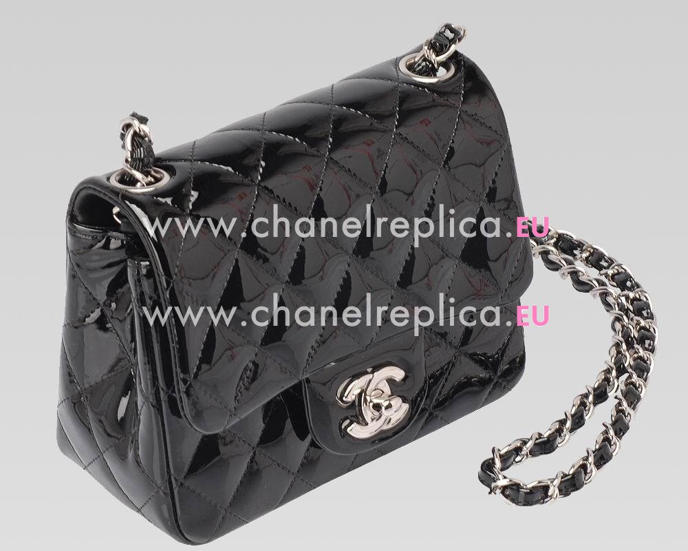 Chanel Patent Mini Coco Bag In Black silver A4571128