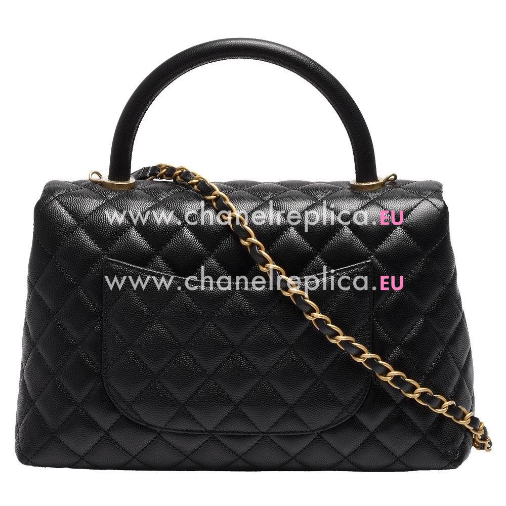 Chanel Caviar Leather Coco Handle Anti-Gold Handbag Black A8964A8