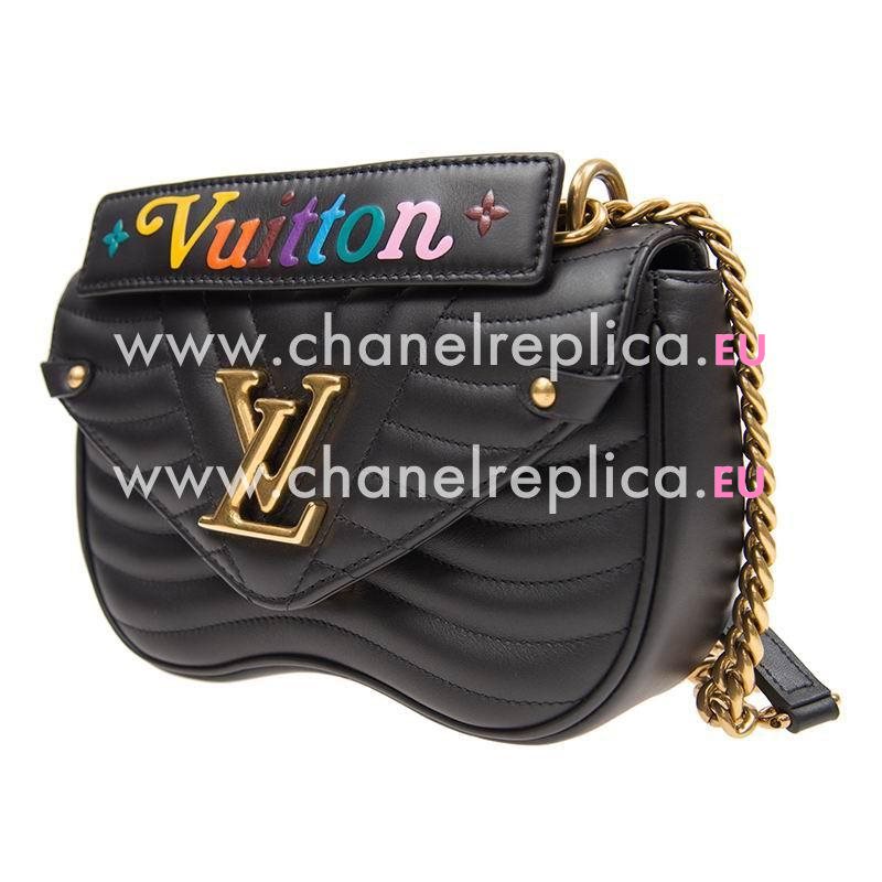 Louis Vuitton Smooth Calfskin Louis Vuitton New Wave Chain Bag PM Deep-Black M51683