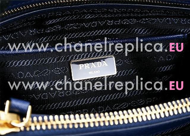 Prada Saffiano Lux Triangle Logo Cowhide Bag Dark Blue PR44234